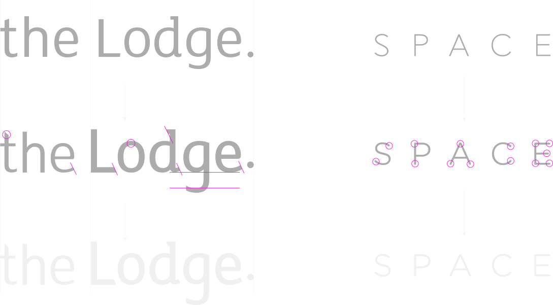 The Lodge Logo Development Word Grid by Sean Dalton